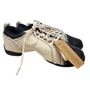 NEW Skazz 11 Ivory Canvas Jazz Dance Class Shoe Sneaker Lace Up